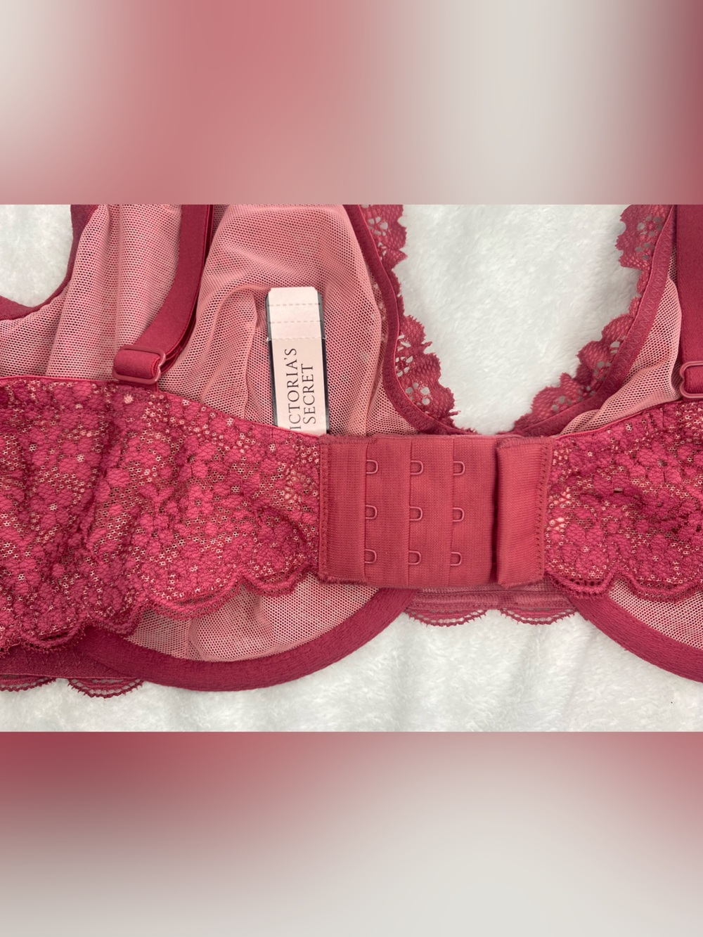 Victoria's Secret unlined Demi bra Lace Underwire Bralette in Deep Rose - Picture 6 of 8
